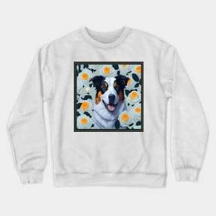 Australian Shepherd yellow roses Crewneck Sweatshirt